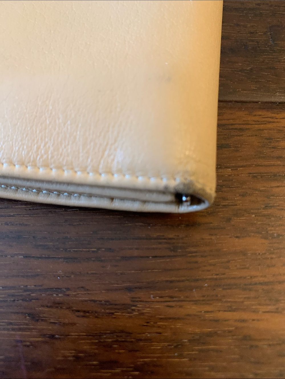 Salvatore Ferragamo Cream Leather Wallet with Silver Gancini Ring - Picture 7 of 16